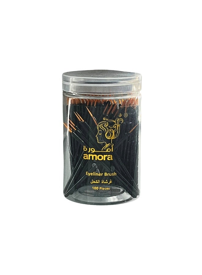 Amora Disposable Black Eyeliner Brushes – Pack of 100 - Image 1